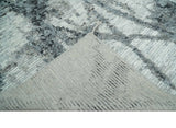 Hand Knotted Ivory, Black and Charcoal Modern Abstract Made with Blended Wool Multi Size Rug