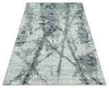 Hand Knotted Ivory, Black and Charcoal Modern Abstract Made with Blended Wool Multi Size Rug