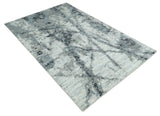 Hand Knotted Ivory, Black and Charcoal Modern Abstract Made with Blended Wool Multi Size Rug
