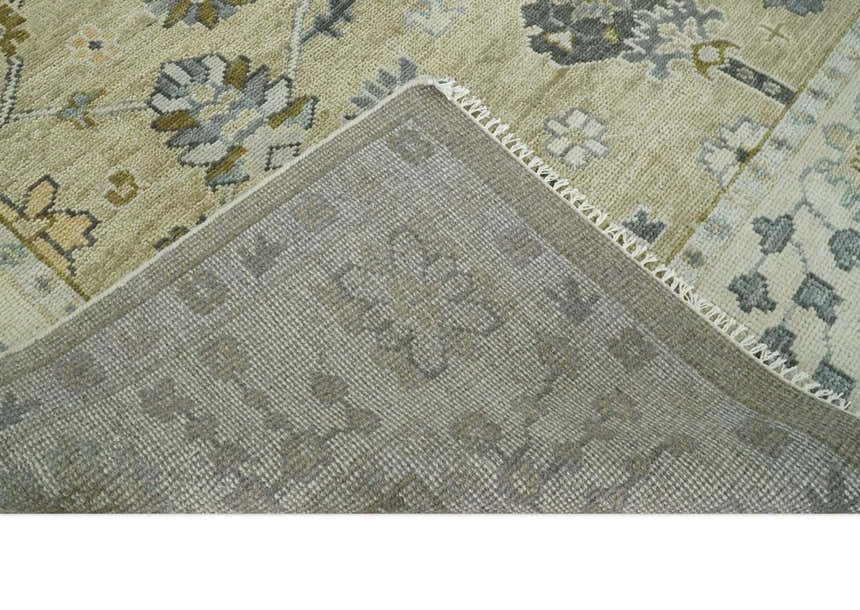 Hand Knotted Antique Oushak Olive and Beige Traditional Oushak Multi Size Wool Area Rug