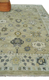 Hand Knotted Antique Oushak Olive and Beige Traditional Oushak Multi Size Wool Area Rug
