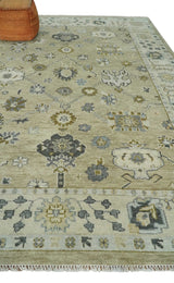 Hand Knotted Antique Oushak Olive and Beige Traditional Oushak Multi Size Wool Area Rug