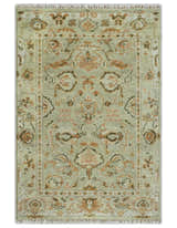 Hand Knotted Antique Peach and Beige Traditional Oushak Custom Made Wool Area Rug