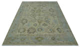 Hand Knotted Antique Style Beige and Silver Traditional Multi Size Oushak Wool Rug