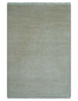 Hand Knotted Beige Modern Solid Design Wool And Silk Rug