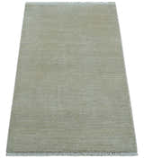 Hand Knotted Beige Modern Solid Design Wool And Silk Rug