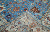 Custom Made Hand Knotted Blue and Ivory Traditional Turkish Oushak Design Wool Rug