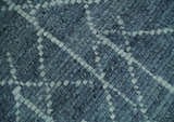 Hand Knotted Blue and Silver Trellis Moroccan Rug Made with Blended Wool Multi size Rug