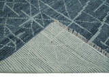 Hand Knotted Blue and Silver Trellis Moroccan Rug Made with Blended Wool Multi size Rug