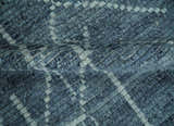 Hand Knotted Blue and Silver Trellis Moroccan Rug Made with Blended Wool Multi size Rug