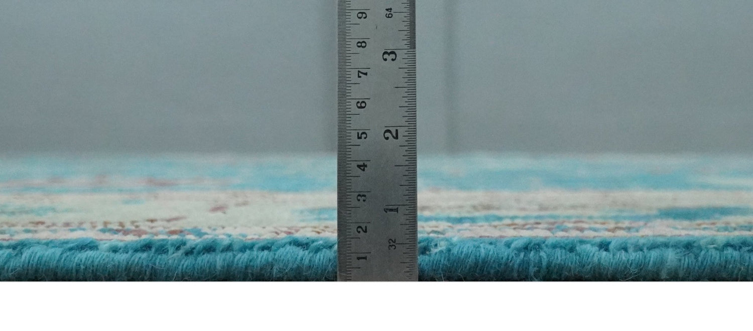 Hand Knotted Blue, Ivory and Maroon Oriental Oushak Multi Size Traditional Wool Area Rug