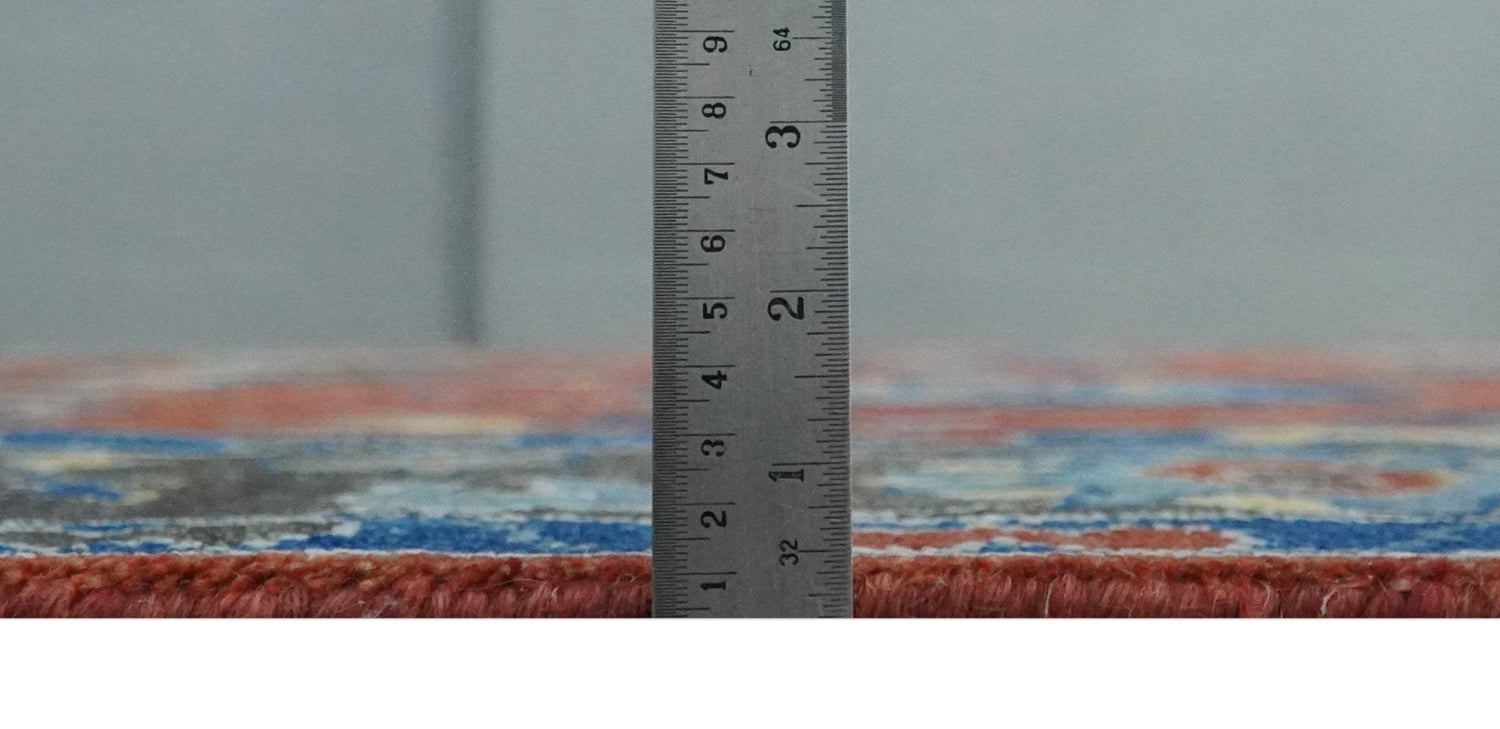 Hand Knotted Brown, Blue and Charcoal colorful Traditional Oushak Wool Area Rug