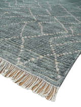 Custom Made Hand Knotted Charcoal and Ivory Moroccan Trellis Rug