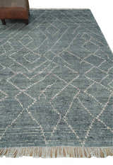 Custom Made Hand Knotted Charcoal and Ivory Moroccan Trellis Rug