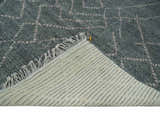 Custom Made Hand Knotted Charcoal and Ivory Moroccan Trellis Rug