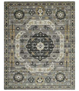 Hand Knotted Charcoal, Ivory and Beige Traditional Medallion Natural Wool Multi Size Area Rug, Kids, Living Room and Bedroom Rug