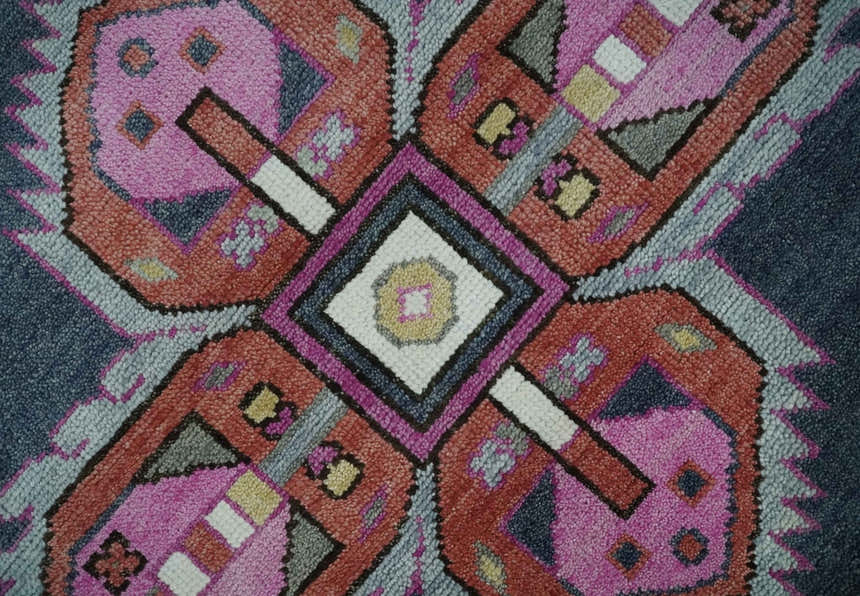 Hand Knotted Charcoal, Silver and Pink Traditional Custom Made Wool Area Rug