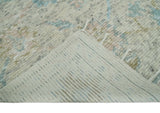 Contemporary Ivory and Blue Hand Knotted Multi Size Rug