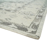 Hand Knotted Earthy Neutral Serapi Wool Rug, Charcoal, Beige and Ivory