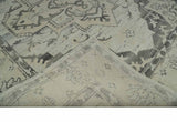 Hand Knotted Earthy Neutral Serapi Wool Rug, Charcoal, Beige and Ivory