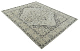 Hand Knotted Earthy Neutral Serapi Wool Rug, Charcoal, Beige and Ivory