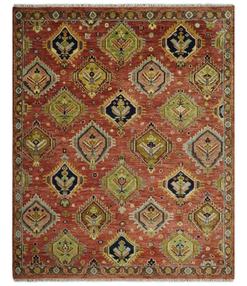 Hand Knotted Eclectic Rust and Brown Antique Traditional Multi size wool Area Rug
