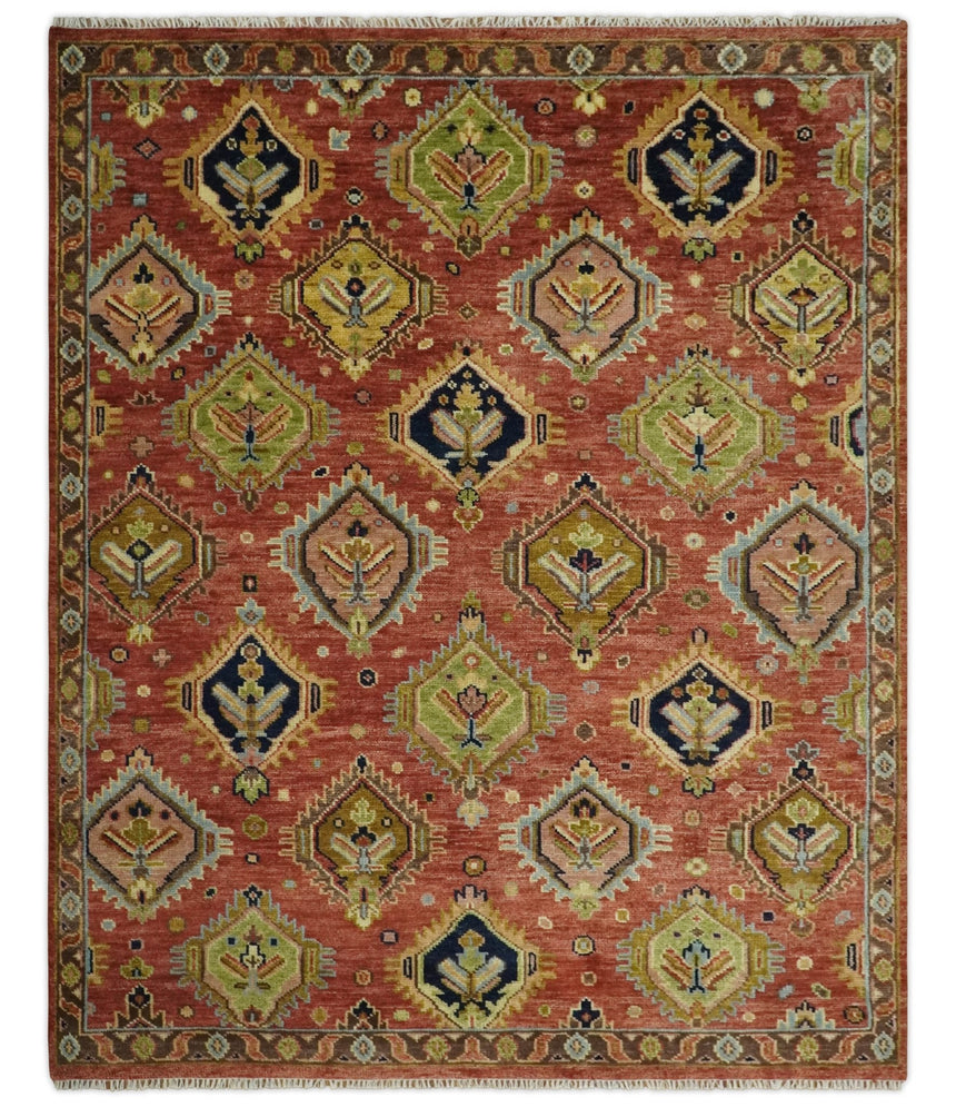 Hand Knotted Eclectic Rust and Brown Antique Traditional Multi size wool Area Rug