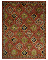 Hand Knotted Eclectic Rust and Brown Antique Traditional Multi size wool Area Rug