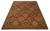 Hand Knotted Eclectic Rust and Brown Antique Traditional Multi size wool Area Rug