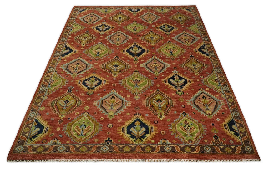 Hand Knotted Eclectic Rust and Brown Antique Traditional Multi size wool Area Rug