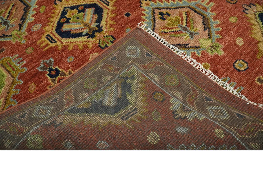 Hand Knotted Eclectic Rust and Brown Antique Traditional Multi size wool Area Rug