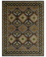 Olive, Gold, Black and Brown Oriental Traditional Hand Knotted Multi Size Wool Area Rug, Living Room and Bedroom Rug