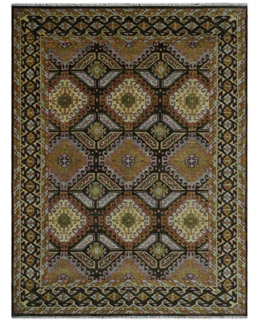 Olive, Gold, Black and Brown Oriental Traditional Hand Knotted Multi Size Wool Area Rug, Living Room and Bedroom Rug