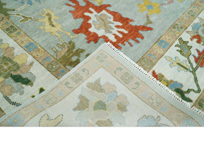 Hand Knotted Gray and Ivory Traditional Oushak Custom Made Wool Area Rug