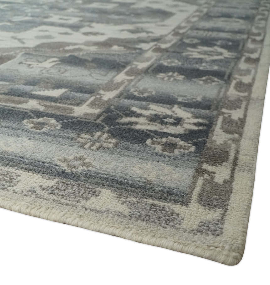 Hand Knotted Gray, Beige and Charcoal Traditional Heriz Serapi Multi size Wool Area Rug, Kids, Living Room and Bedroom Rug