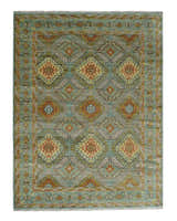 Gray, Silver and Beige Oriental Traditional Hand Knotted Custom Made Wool Area Rug, Living Room and Bedroom Rug