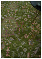 Hand Knotted Green and Silver Traditional Multi Size Antique Wool Area Rug