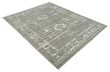 Hand Knotted Ivory and Charcoal Traditional Abstract Natural Wool Custom Made Area Rug, Kids, Living Room and Bedroom Rug