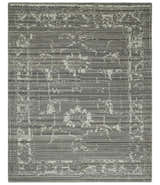 Hand Knotted Ivory and Charcoal Traditional Abstract Natural Wool Custom Made Area Rug, Kids, Living Room and Bedroom Rug