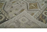 Hand Knotted Ivory, Charcoal and Beige Traditional Floral Multi Size Wool Area Rug