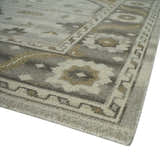 Hand Knotted Ivory, Charcoal and Beige Traditional Floral Multi Size Wool Area Rug