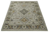 Hand Knotted Ivory, Charcoal and Beige Traditional Floral Multi Size Wool Area Rug