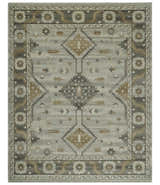 Hand Knotted Ivory, Charcoal and Beige Traditional Floral Multi Size Wool Area Rug