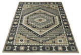 Hand Knotted Ivory, Charcoal and Beige Traditional Medallion Natural Wool Multi Size Area Rug, Kids, Living Room and Bedroom Rug