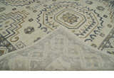 Hand Knotted Ivory, Gray and Beige Traditional Medallion Natural Wool Custom Made Area Rug, Kids, Living Room and Bedroom Rug
