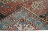 Hand Knotted Ivory, Rust and Blue Antique Persian Heriz Serapi Wool Rug, 5x8, 6x9, 8x10 and 9x12 Living Room Rug | TRD2557