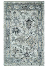Hand Knotted Ivory, Silver and Beige Traditional Made with Blended Wool Multi Size Rug
