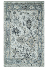 Hand Knotted Ivory, Silver and Beige Traditional Made with Blended Wool Multi Size Rug