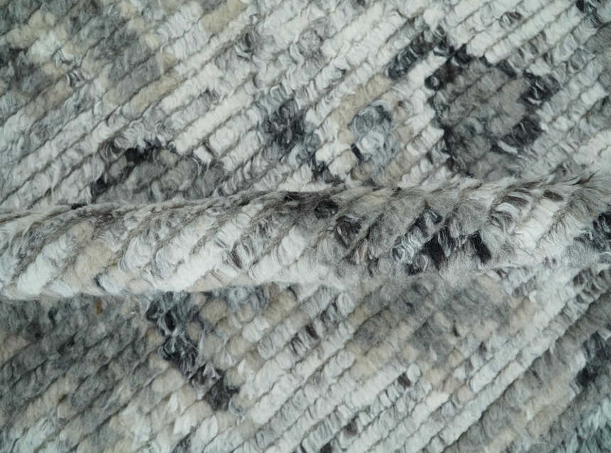 Hand Knotted Ivory, Silver and Beige Traditional Made with Blended Wool Multi Size Rug