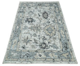 Hand Knotted Ivory, Silver and Beige Traditional Made with Blended Wool Multi Size Rug